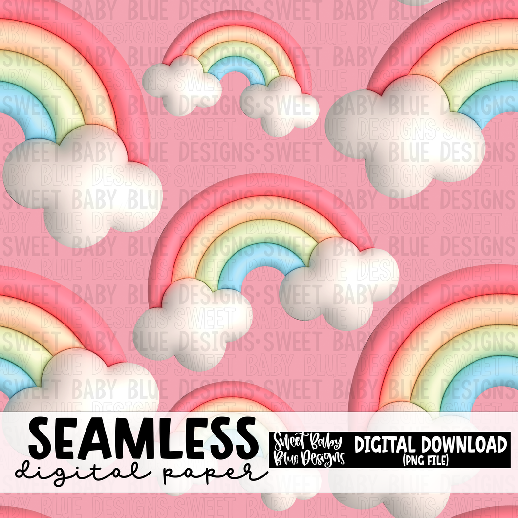 Inflated rainbow pink- Seamless- Digital paper- 2023- PNG file- Digital Download
