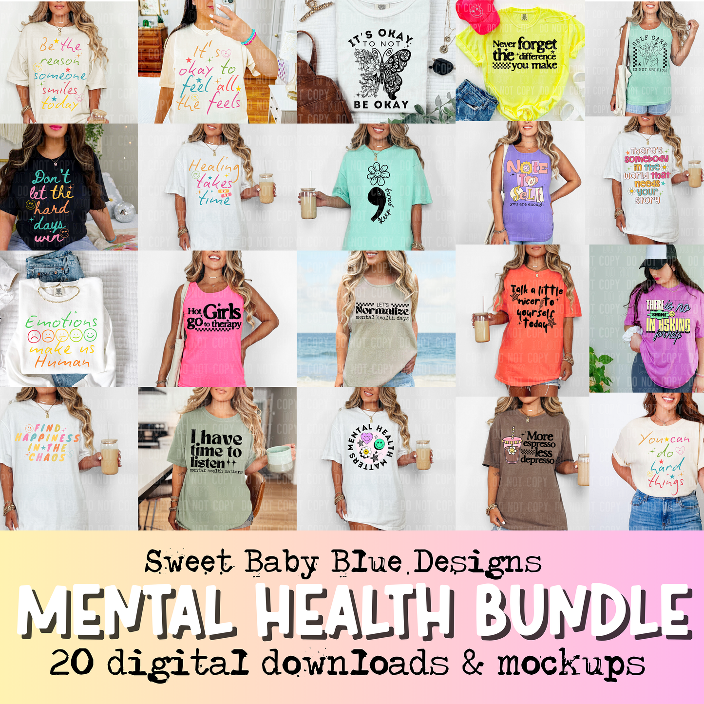 Mental health bundle- 20 digital downloads - PNG file- Digital Download