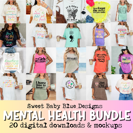 Mental health bundle- 20 digital downloads - PNG file- Digital Download