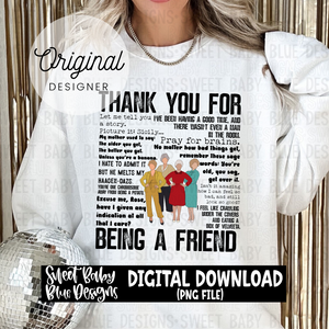 Thank you friend- Golden - 2023- PNG file- Digital Download