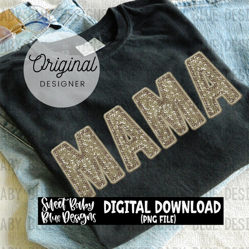 Mama- Natural - Faux embroidery sequin look - 2023- PNG file- Digital Download