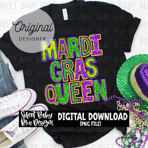 Mardi Gras queen- Faux sequin- 2024 - PNG file- Digital Download