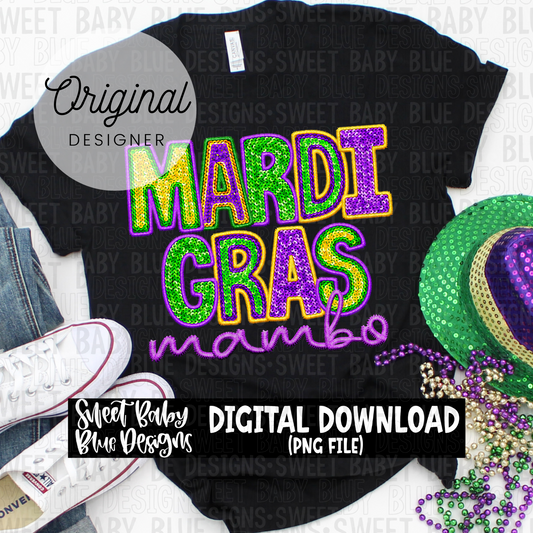 Mardi Gras mambo- Faux sequin- 2024 - PNG file- Digital Download