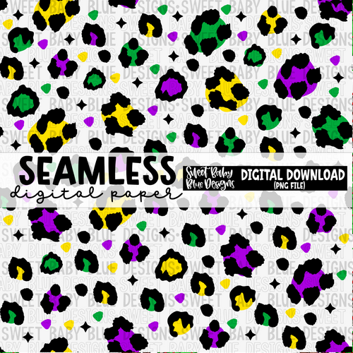 Mardi gras leopard- Seamless - Digital paper- 2024 - PNG file- Digital Download