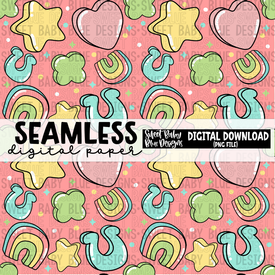 Charms- Pink - St. Patrick's Day - Seamless - Digital paper- 2024 - PNG file- Digital Download