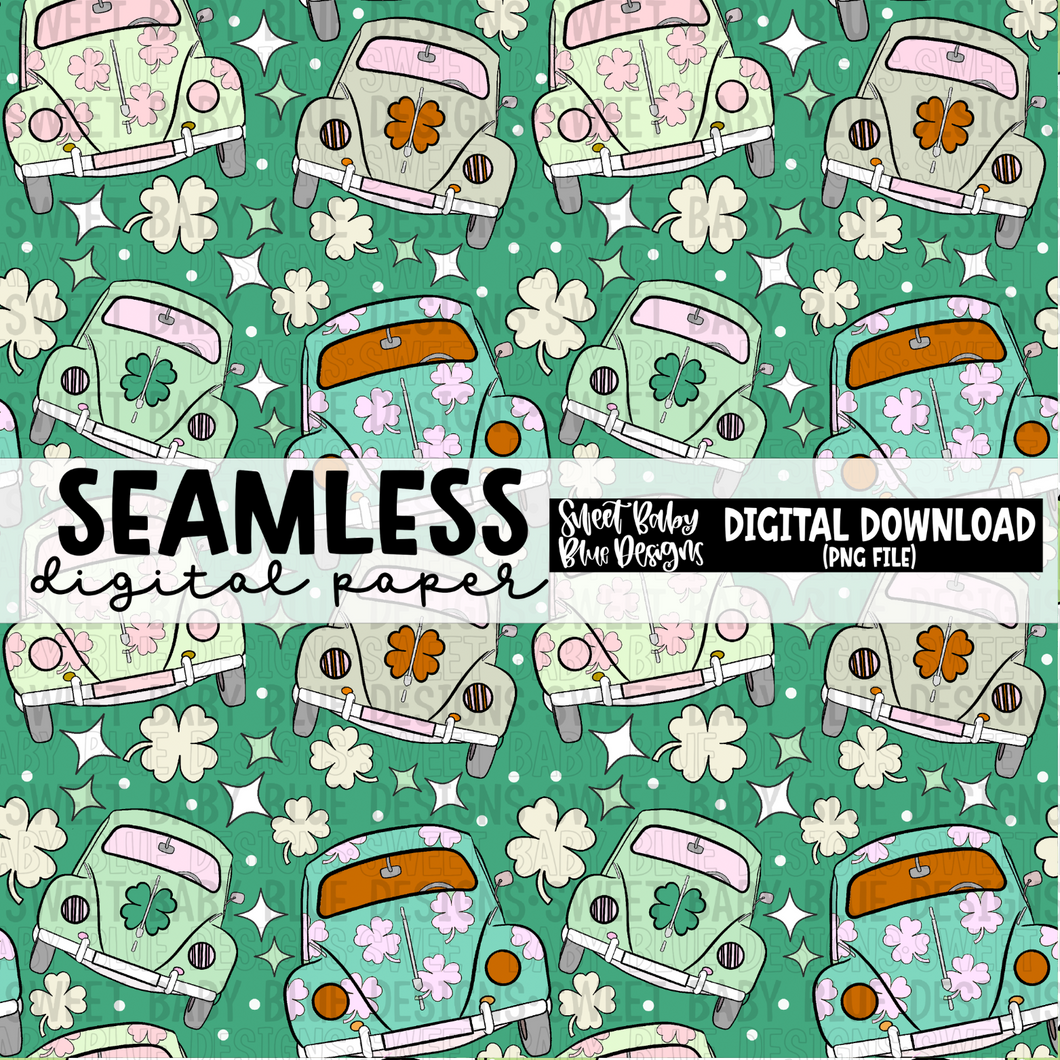 Car - St. Patrick's Day - Seamless - Digital paper- 2024 - PNG file- Digital Download