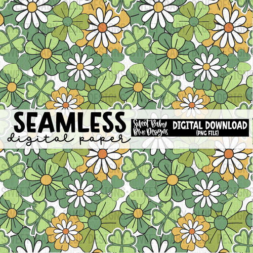 Floral clover - St. Patrick's Day - Seamless - Digital paper- 2024 - PNG file- Digital Download