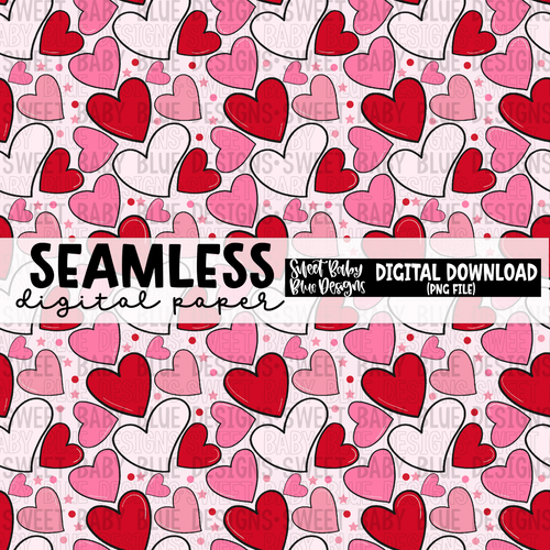 Hearts- Valentine's Day - Seamless - Digital paper- 2024 - PNG file- Digital Download