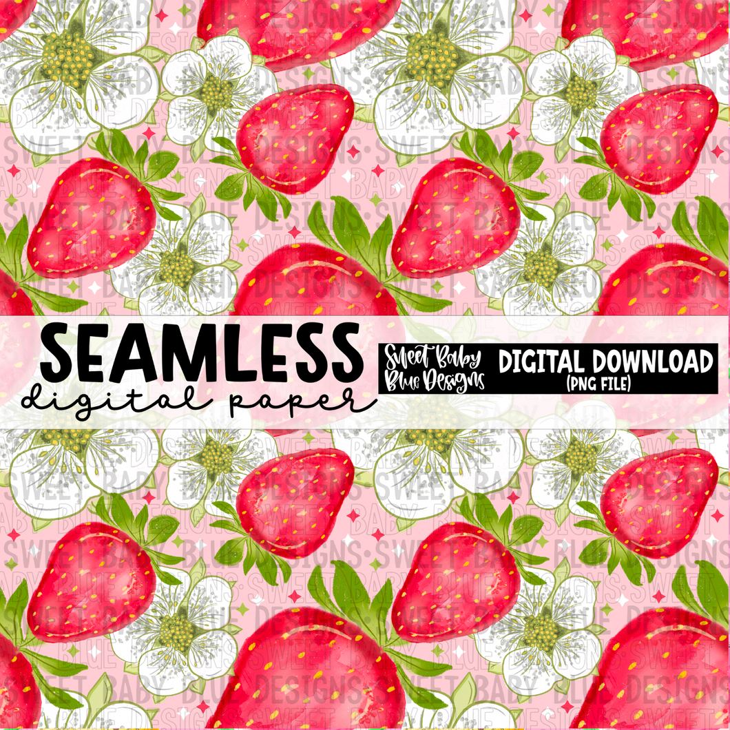 Strawberry - Seamless - Digital paper- 2024 - PNG file- Digital Download