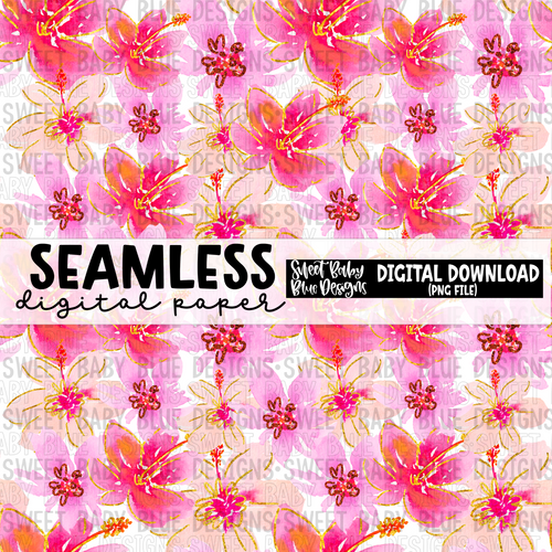 Floral pink - Seamless - Digital paper- 2024 - PNG file- Digital Download