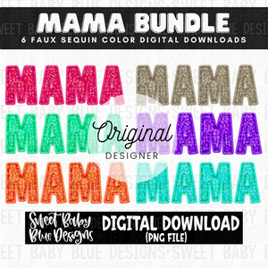 Mama faux sequin bundle- 6 colors - 2023- PNG file- Digital Download