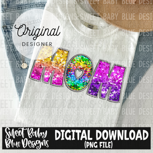 Mom- Sequin - 2024- PNG file- Digital Download