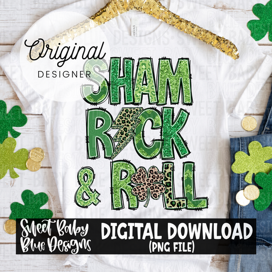 Sham rock and roll - St Patrick's Day - 2024- PNG file- Digital Download