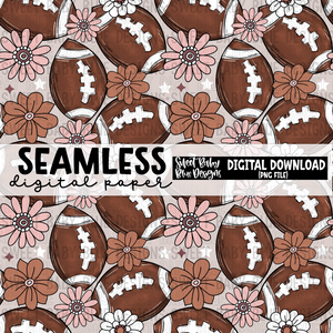 Football- Floral - Seamless - Digital paper- 2024 - PNG file- Digital Download