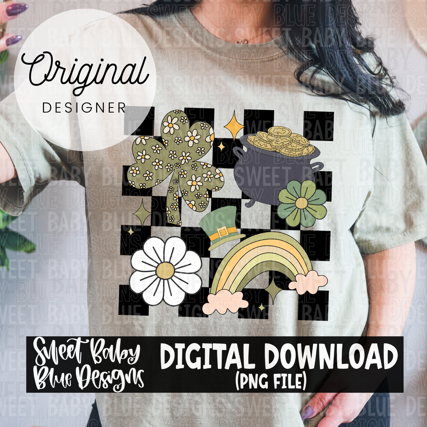St. Patrick's Day checkered - 2024- PNG file- Digital Download
