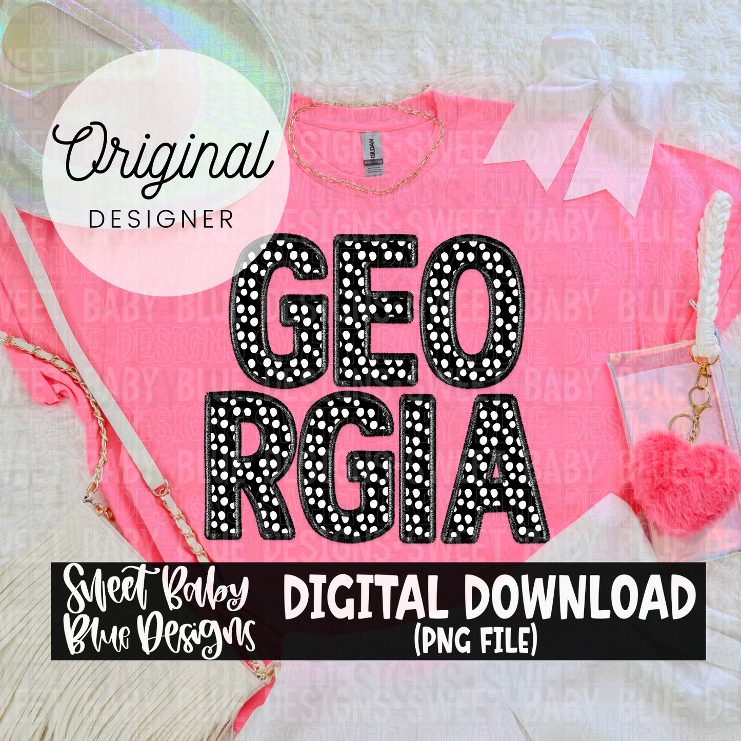 Georgia- Polka dot - Faux- 2024- PNG file- Digital Download