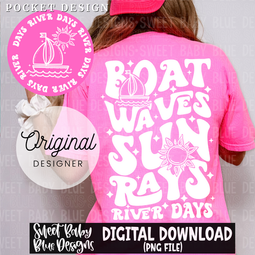 Boat waves sun rays river days - 2024- PNG file- Digital Download