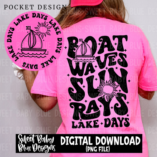 Boat waves sun rays lake days - 2024- PNG file- Digital Download