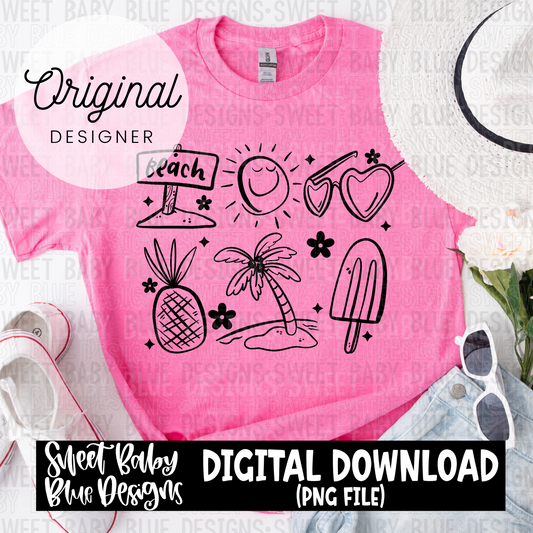Summer doodles- 2024- PNG file- Digital Download