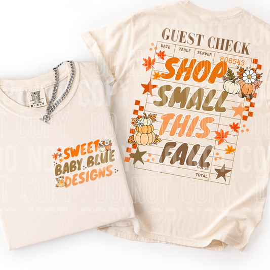 Shop Small this Fall Check- Custom Business Name - PNG file- Digital Download