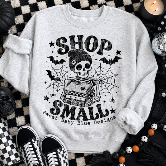 Shop Small Skeleton Halloween- Shirt- Custom Business Name - PNG file- Digital Download
