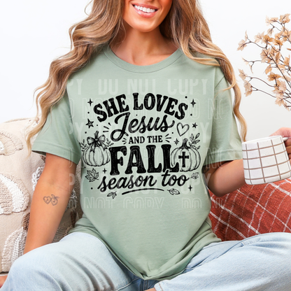 She Loves Jesus and The Fall Season Too - Semi Exclusive - 2026 - PNG file- Digital Download