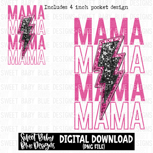 Mama- Stacked- Sequin bolt - 2023- PNG file- Digital Download