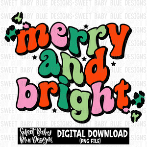 Merry and bright- Christmas- Leopard - 2023 - PNG file- Digital Download