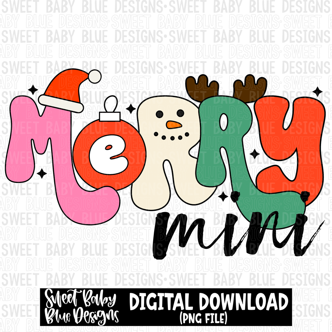 Merry mini- Christmas - 2023 - PNG file- Digital Download