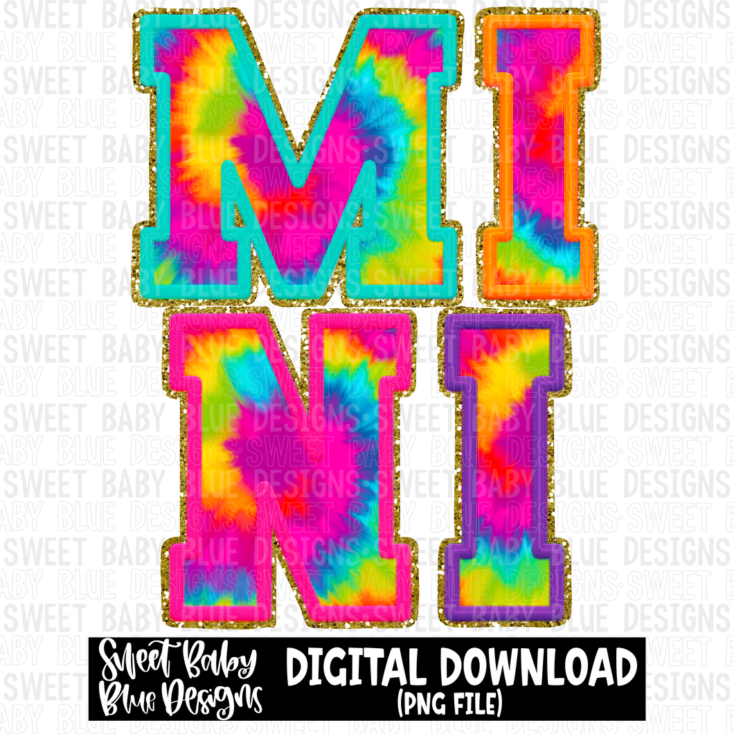 Mini- Colorful tie dye- Faux embroidery pattern- 2023 - PNG file- Digital Download