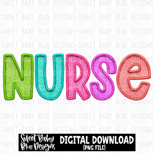 Nurse- Faux embroidery pattern- 2023 - PNG file- Digital Download