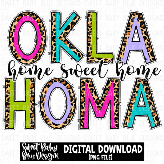 Oklahoma- Home sweet home - Leopard- 2023- PNG file- Digital Download