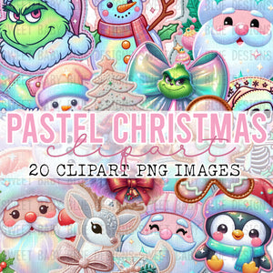 Pastel Christmas clipart - 2024- PNG file- Digital Download