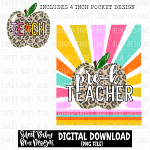 Pre-k teacher - Sunshine - 2023- PNG file- Digital Download