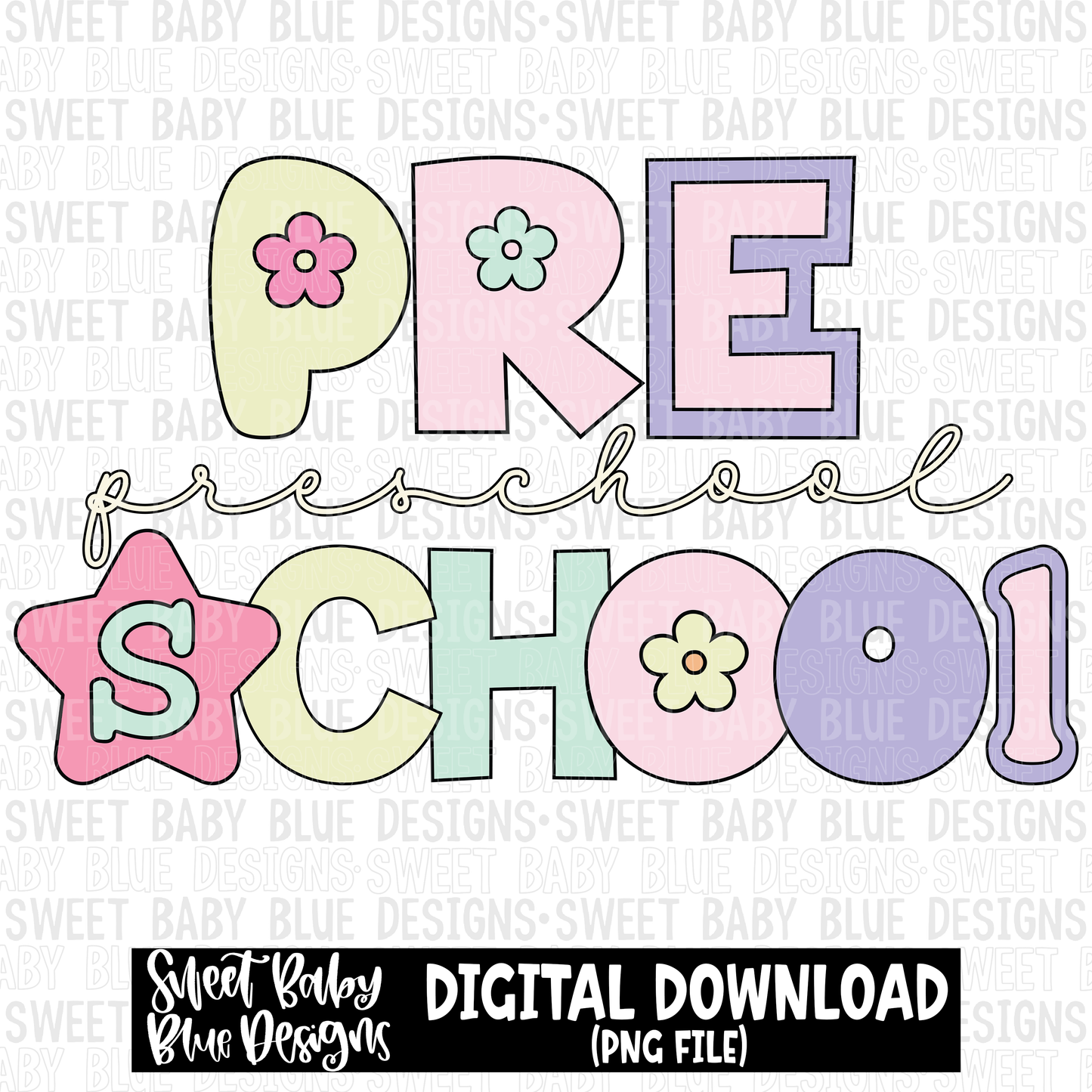 Preschool Retro - School - 2023- PNG file- Digital Download