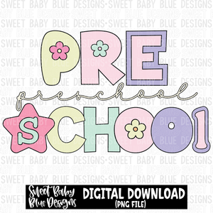 Preschool Retro - School - 2023- PNG file- Digital Download