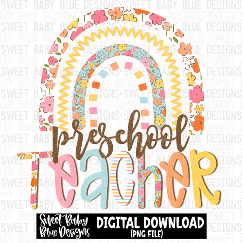 Preschool teacher- Rainbow - 2023 - PNG file- Digital Download