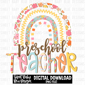 Preschool teacher- Rainbow - 2023 - PNG file- Digital Download