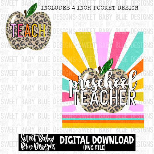 Preschool teacher- Sunshine - 2023- PNG file- Digital Download