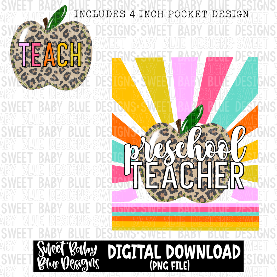 Preschool teacher- Sunshine - 2023- PNG file- Digital Download