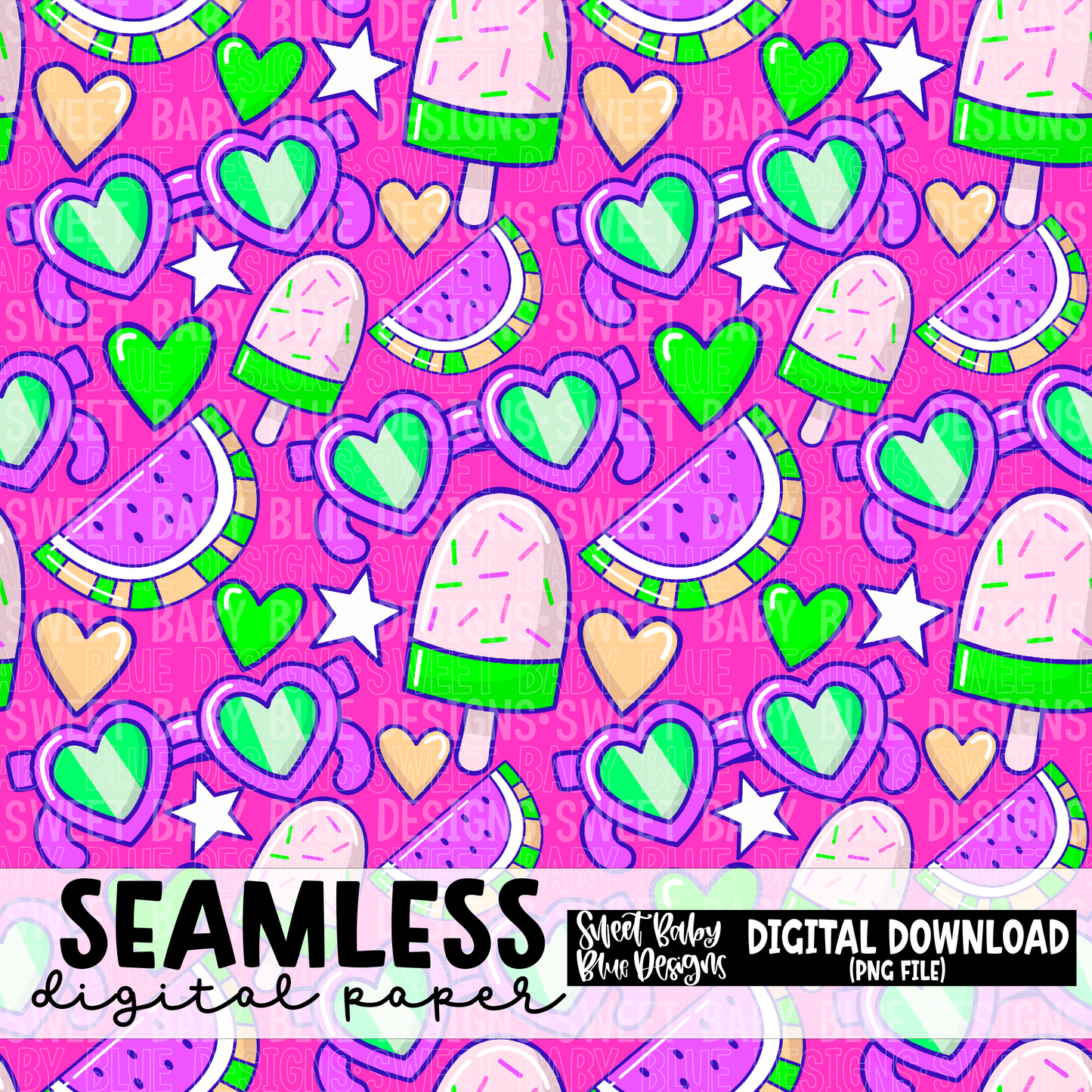 Purple and Lime Summertime - Seamless - Digital paper- 2023 - PNG file- Digital Download