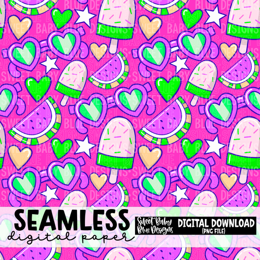 Purple and Lime Summertime - Seamless - Digital paper- 2023 - PNG file- Digital Download