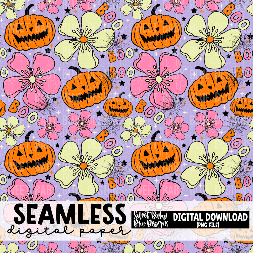 Purple Halloween pumpkin- Halloween - Seamless - Digital paper- 2023 - PNG file- Digital Download