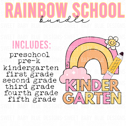 Hello grade rainbow bundle  - 2024 - PNG file- Digital Download