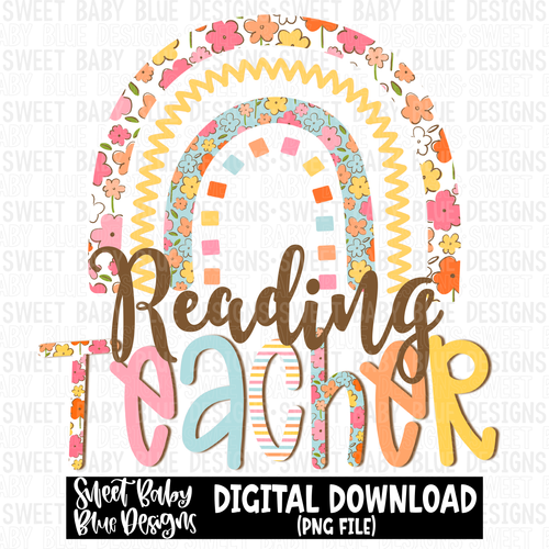 Reading teacher- Rainbow- 2023 -PNG file- Digital Download