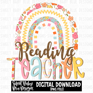 Reading teacher- Rainbow- 2023 -PNG file- Digital Download