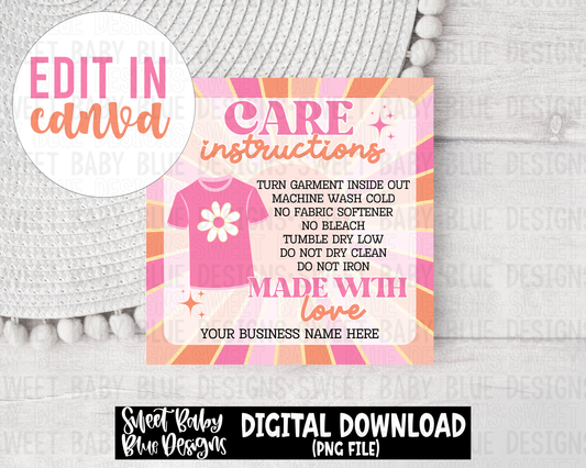 Retro shirt care instruction - 2024- PNG file- Digital Download