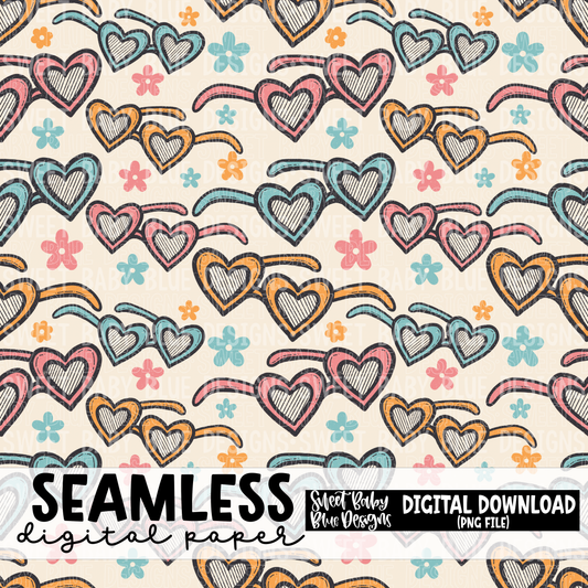 Retro Summer sunglasses - Seamless - Digital paper- 2023 - PNG file- Digital Download