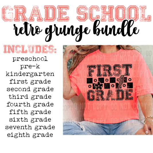 Grade retro grunge bundle - 2024 - PNG file- Digital Download