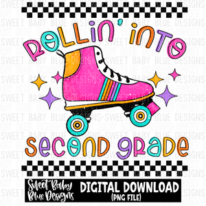 Rollin' into second grade - School - 2023- PNG file- Digital Download